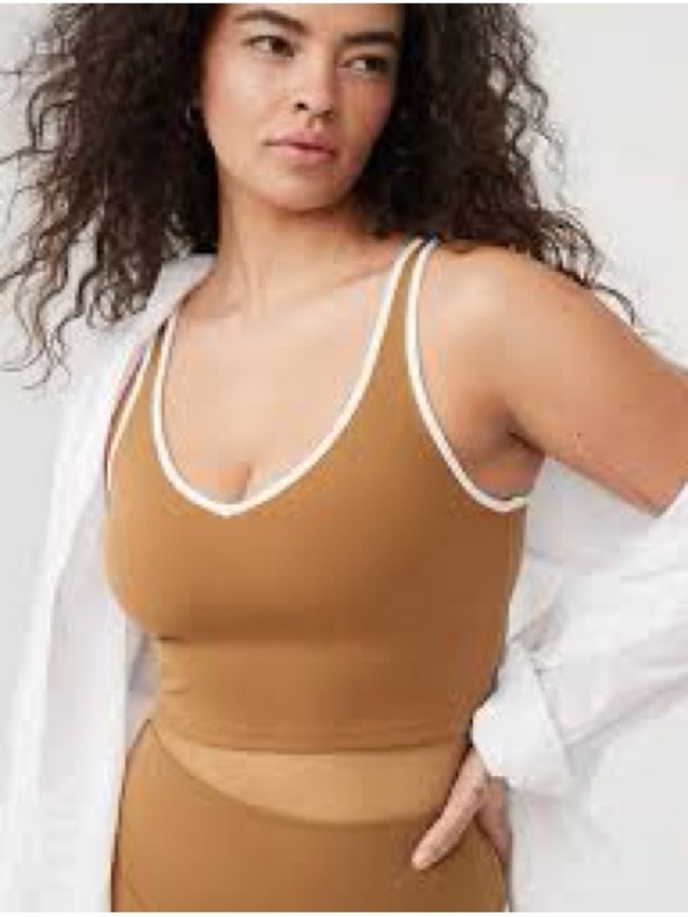 Aerie Offline Tank Top Brown & White